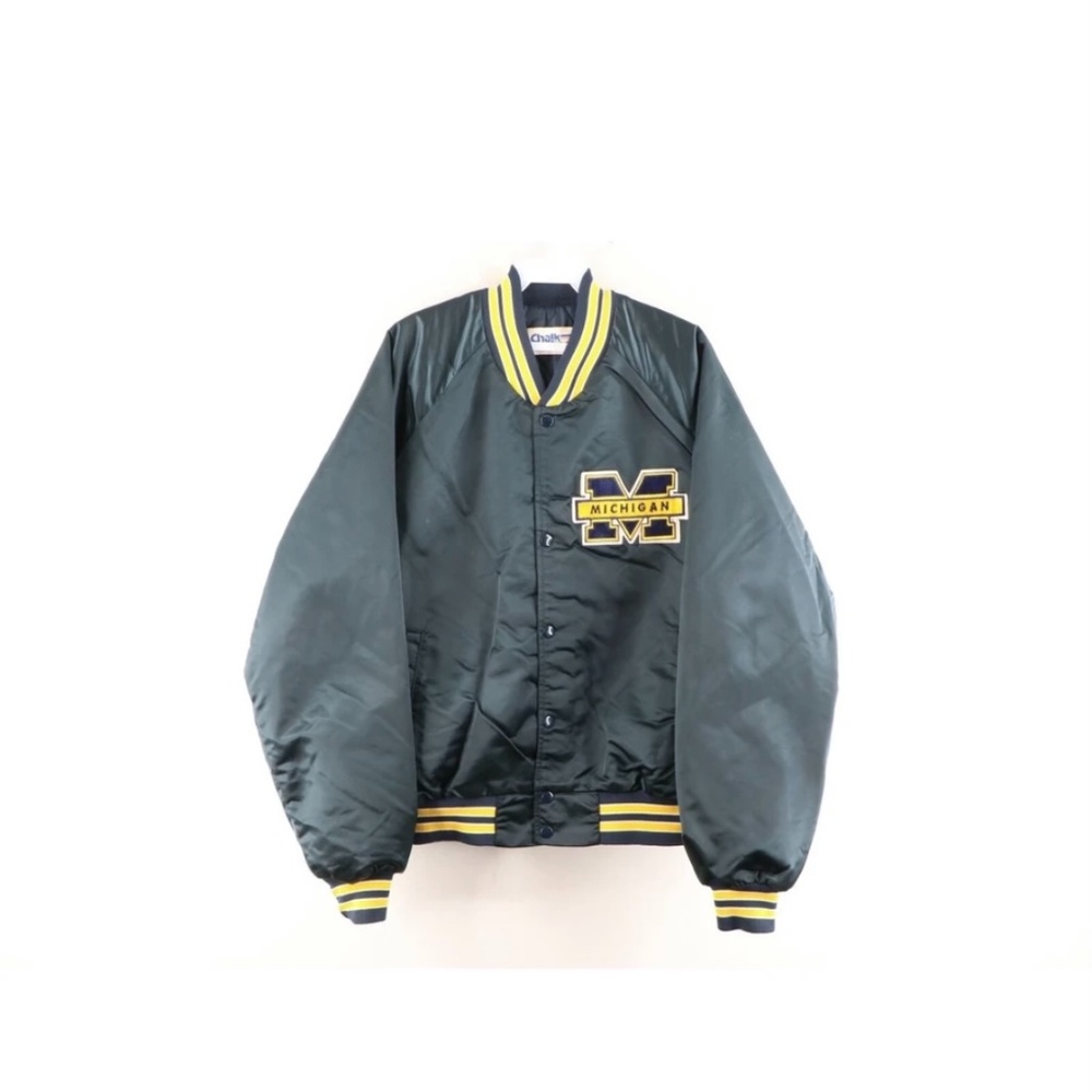 Vintage 80s Chalk Line University of Michigan Satin Bomber